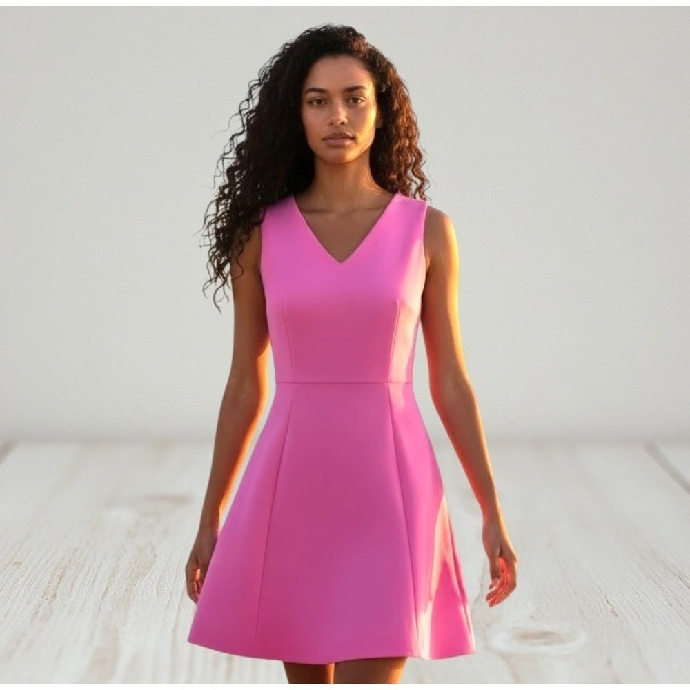 Kate Spade‎ New York Dress Sz 8 Women Pink Fit & Flare Sleeveless V Neck Lined